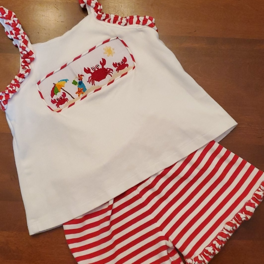 🦀Crab smocked shorts set!🦀